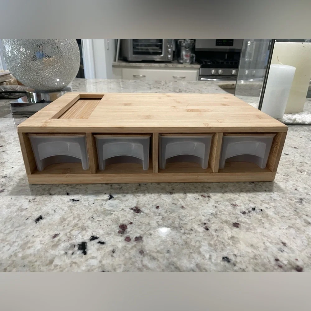 NEW! Bamboo cutting board box containers